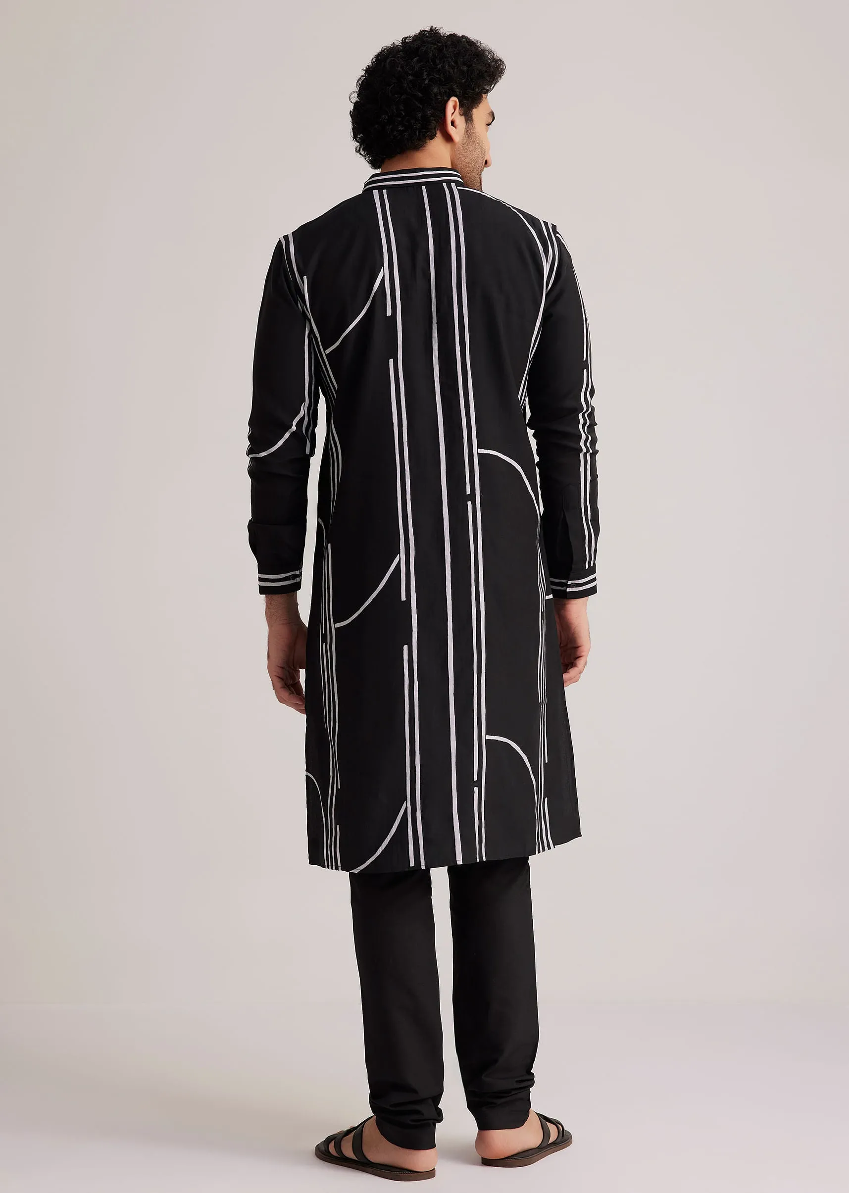 Black and White Abstract Printed Kurta Set