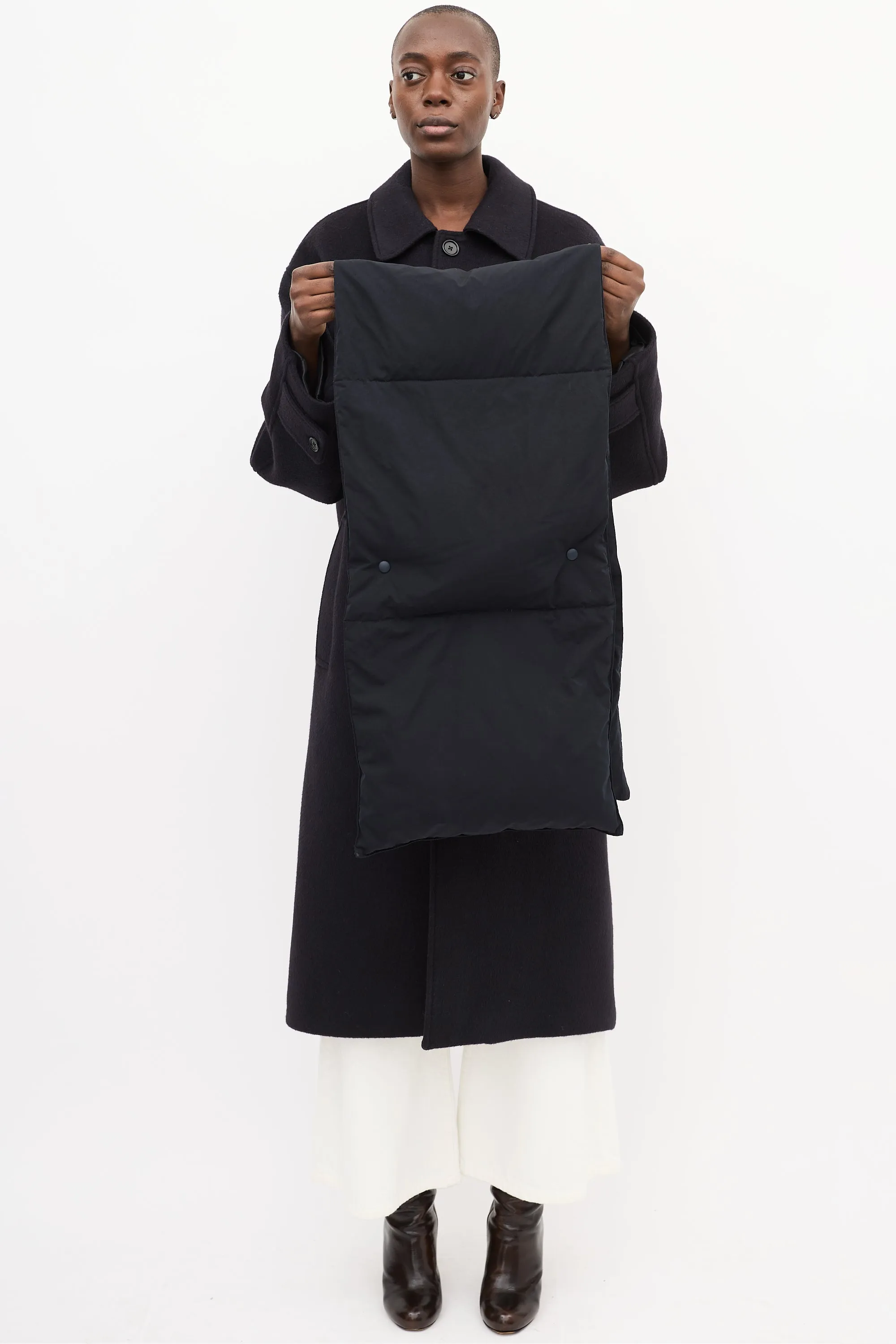 Black Quilted Down Scarf