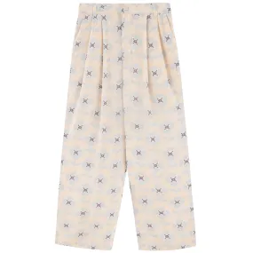 Cross Stitch Flowers Pleated Trousers by The Tiny Big Sister - Last One In Stock - EUR 38 (UK 10)