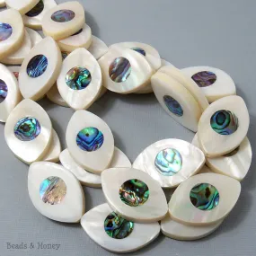 Makabibi Shell Inlaid Abalone Shell Eye 22x34mm (2pcs)