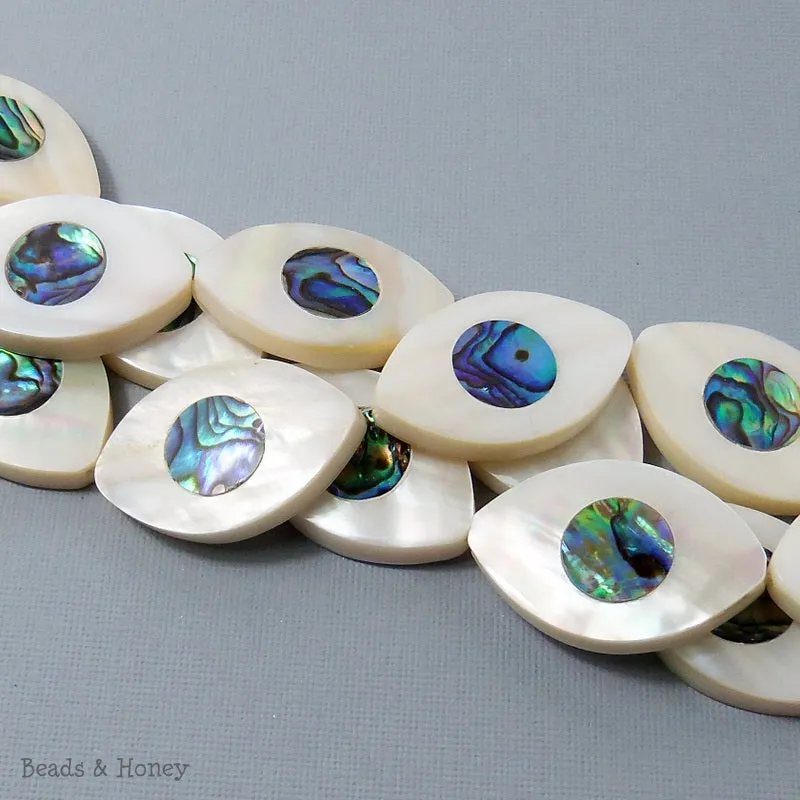 Makabibi Shell Inlaid Abalone Shell Eye 22x34mm (2pcs)