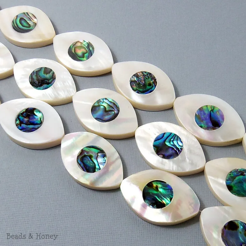 Makabibi Shell Inlaid Abalone Shell Eye 22x34mm (2pcs)