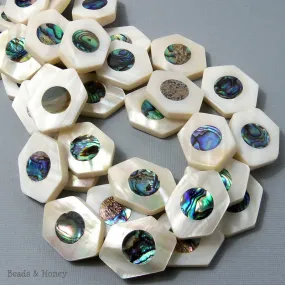 Makabibi Shell Inlaid Abalone Shell Hexagon 20x30mm (2pcs)