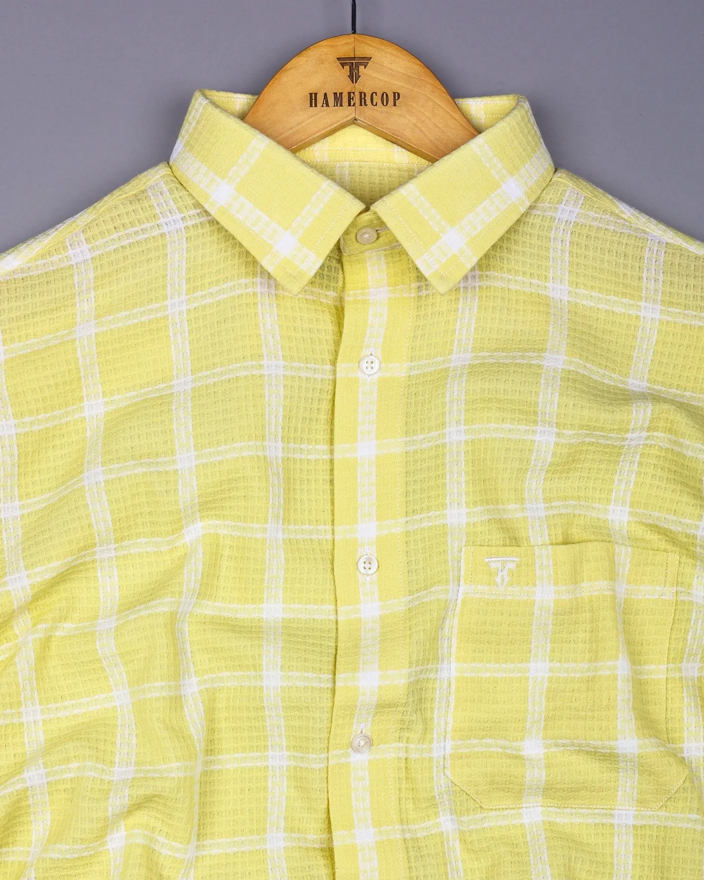 Tornio Yellow With White Waffle Dobby Check Shirt